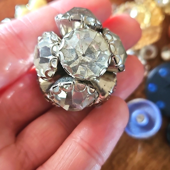 Antique Rhinestone Button Lot Shabby Chic Crafting Estate Collection Gorgeous - Picture 15 of 16